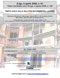 TESTO UNICO SULLA SALUTE E SICUREZZA SUL LAVORO – GENNAIO 2023