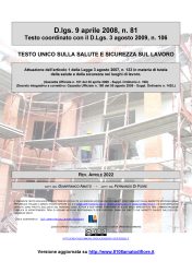 Testo coordinato del decreto legislativo 81/2008 - Aprile 2022